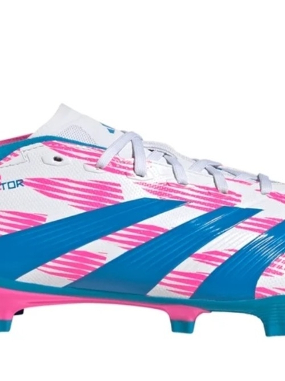 Mens White Pink Blue Soccer Cleats - Adidas PREDATOR